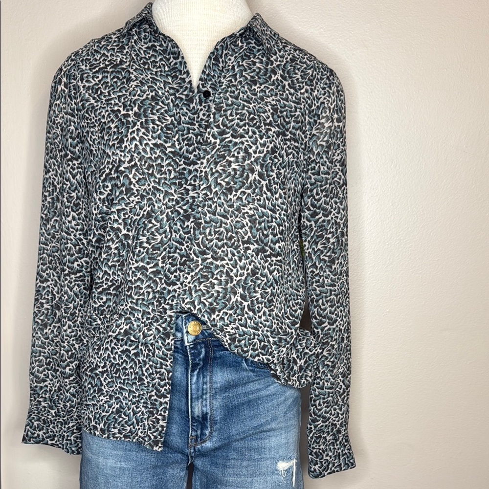 Liverpool Black and Blue Patterned Blouse